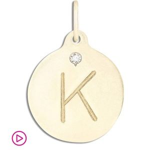 Helen Ficalora “K" Alphabet Charm With Diamond 14kgold